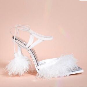 Elegant White Feathered Heels